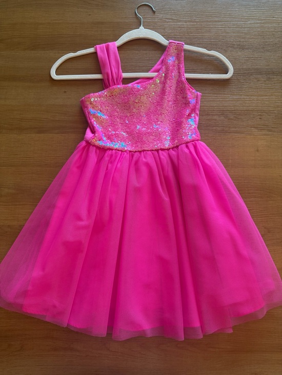 Cat & Jack Other - Cat & Jack Hot Pink Sequin One-Shoulder Tulle Dress